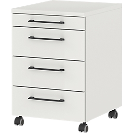 Caisson roulant Profi 2.0, 3 tiroirs, 1 tiroir à ustensiles, L 420 x P 490 x H 610 mm, gris clair