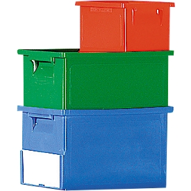 Caja apilable serie 14/6-1, de PP, con empuñadura empotrada, capacidad 71 l, azul