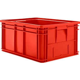 Caja apilable serie 14/6-1, de PP, con empuñadura empotrada, capacidad 71 l, rojo