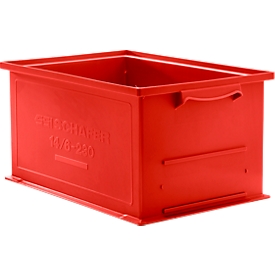 Caja apilable serie 14/6-230, de polipropileno, con empuñadura empotrada, capacidad 26 l, rojo