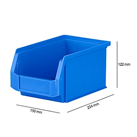 Caja con abertura frontal SSI Schäfer LF 221, polipropileno, L 234 x An 150 x Al 122 mm, 2,7 l, azul