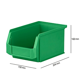 Caja con abertura frontal SSI Schäfer LF 221, polipropileno, L 234 x An 150 x Al 122 mm, 2,7 l, verde