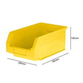 Caja con abertura frontal SSI Schäfer LF 321, polipropileno, L 343 x An 209 x Al 145 mm, 7,5 l, amarillo