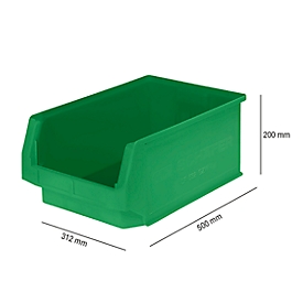 Caja con abertura frontal SSI Schäfer LF 532, polipropileno, L 500 x An 312 x Al 200 mm, 23,5 l, verde