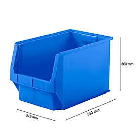 Caja con abertura frontal SSI Schäfer LF 533, polipropileno, L 500 x An 312 x Al 300 mm, 38 l, azul