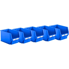 Caja con abertura frontal SSI Schäfer LF 533, polipropileno, L 500 x An 320 x Al 300 mm, 38 l, azul, 5 unidades