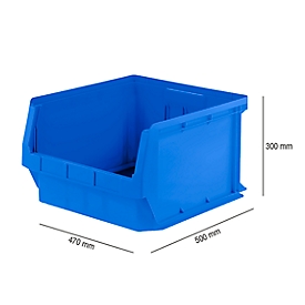 Caja con abertura frontal SSI Schäfer LF 543, plástico PP, L 500 x An 470 x Al 300 mm, 57 l, azul