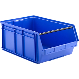 Caja con abertura frontal y barra portadora SSI Schäfer LF 14/7, polipropileno, L 715 x An 470 x Al 300 mm, 74 l, azul