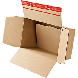 Caja de cartón de plegado rápido DIN A5, doble fondo, cierre autoadhesivo, marrón, 10 unidades