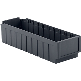 Caja de estantes RK 521, 10 compartimentos, de plástico reciclado, gris hierro, 20 unidades. 