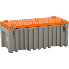 Caja de transporte y plataforma CEMO CEMbox 250, polietileno, 250 l, L 1200 x W 600 x H 540 mm, apilable, gris/naranja