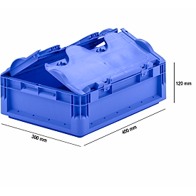 Caja ligera norma europea ELB 4120, de PP, capacidad 10,9 l, con tapa, azul