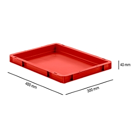 Caja norma europea serie EF 4040, de PP, capacidad 3,6 l, paredes cerradas, asa integrada, rojo