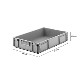 Caja norma europea serie MF 6120, de PP, capacidad 21 l, asa integrada, gris