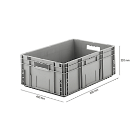 Caja norma europea serie MF 6220, de PP, capacidad 41,6 l, asidero, gris