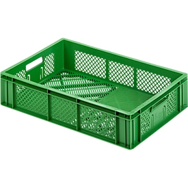 Caja para frutas y verduras Euro Box, apta para alimentos, capacidad 24,87 litros, versión calada, verde