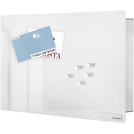 Caja para llaves VELIO, con tablero de vidrio magnético, acero inoxidable/vidrio, blanco, An 300 x P 50 x Al 200 mm