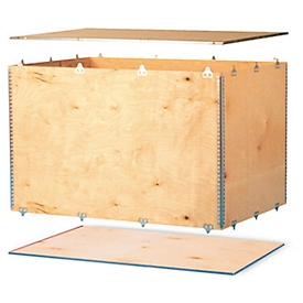 Caja plegable de madera, 1 dimensiones norma europea, contrachapado de abedul de 6 mm, L 1180 x An 780 x Al 500 mm