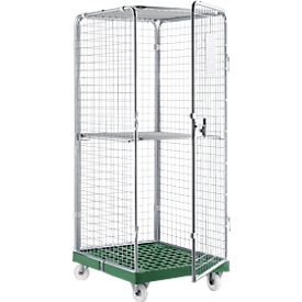 Caja rodante tam. 5 con estante intermedio plegable, verde