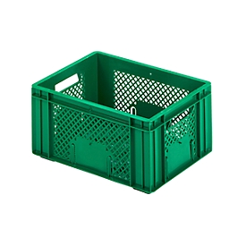 Caja tamaño EURO, L 400 x A 300 mm, sin tapa, capacidad 16 litros, verde