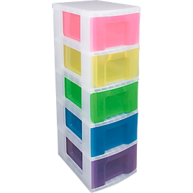 Caja torre Really Useful Box, 5 x 12 arcoíris, con ruedas