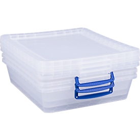 Cajas de almacenaje Really Useful Boxes, transparente, con tapa, 10,5 l, 3 unidades