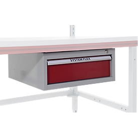 Cajón colgante individual para mesa de embalaje Hüdig+Rocholz System Flex, con cierre