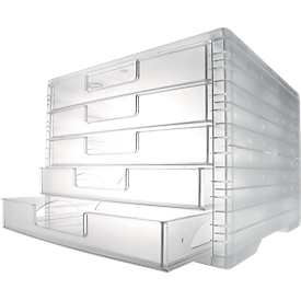 Cajón styro® styro-Light, 5 cajones, DIN C4, transparente-transparente