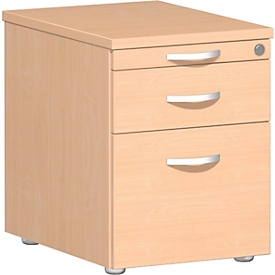 Cajonera móvil ALICANTE, 1 cajón, extractor de RH y utensilios, ancho 430 x fondo 600 x alto 566 mm, acabado en haya