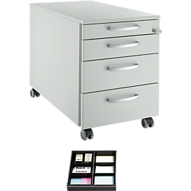 Cajonera móvil Schäfer Shop Select 1233, gris claro/gris claro, incl. separadores para cajones