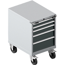 Cajonera Schäfer Shop Select con ruedas WSK 36-27, 5 cajones, hasta 75 kg, ancho 717 x fondo 572 x alto 920 mm, aluminio blanco/gris antracita