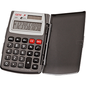 Calculadora de bolsillo Genie 520, pantalla de 10 dígitos, alimentado con pilas/solar y con tapa abatible
