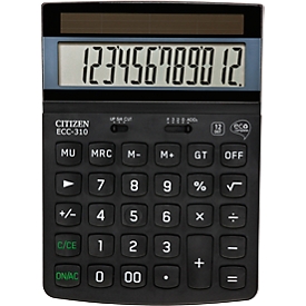 Calculadora de mesa Citizen ECC 310 Eco, pantalla LCD de 12 dígitos, alimentación solar