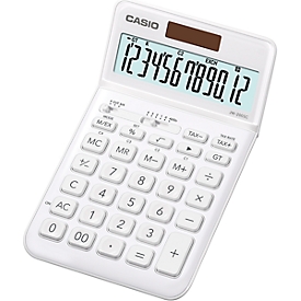 Calculatrice de bureau JW-200 SC Casio, écran LC BIG 12 caractères, énergie solaire/piles, blanc