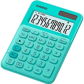 Calculatrice de bureau MS-20UC Casio, écran LC 12 chiffres, énergie solaire/piles, vert
