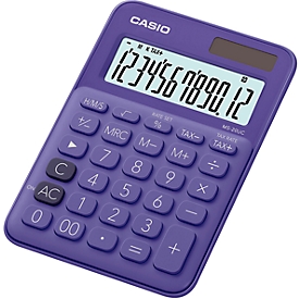 Calculatrice de bureau MS-20UC Casio, écran LC 12 chiffres, énergie solaire/piles, violet