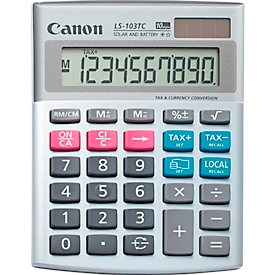 Calculatrice de poche Canon LS-103TC, écran de calcul, solaire ou à pile, L 140 x P 105 x H 32 mm, plastique, gris