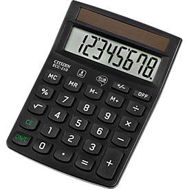 Calculatrice de poche ECC 210 Eco Citizen, écran LCD 8 chiffres, alimentation solaire