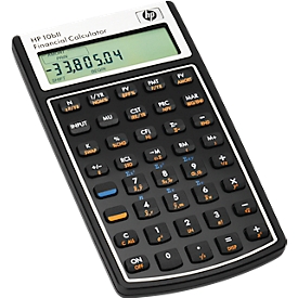 Calculatrice de poche HP 10bII, batterie, fonctions financières et statistiques, L 81 x P 145 x H 14 mm, plastique, noir