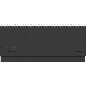 Calendrier de bureau Korsch Edition Nature 2026, format horizontal, 128 pages, vue d'ensemble des semaines, calendrier pour D/GB/F/I, L 298 x H 105 mm, carton naturel, noir