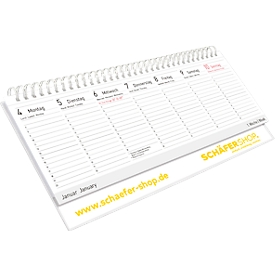 Calendrier de table horizontal Schäfer Shop Select 2027, calendrier en plusieurs langues, L 298 x H 105 mm, carton, blanc
