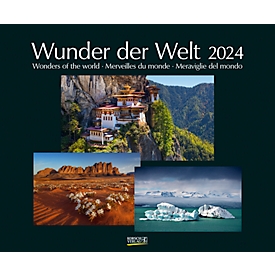 Calendrier illustré Korsch 'Wunder der Welt 2024', page de couverture et 12 feuilles mensuelles, calendrier neutre, papier certifié FSC, L 550 x H 455 mm