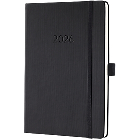 Calendrier semainier Sigel Conceptum 2026 C2619, A5, 192 pages, 1 an, 2 pages pour 1 semaine chacune, papier/plastique PEFC®, noir