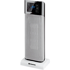 Calentador cerámico BEIRUT, 1000/2000 W, 75° de oscilación, pantalla táctil + mando a distancia, negro-plata