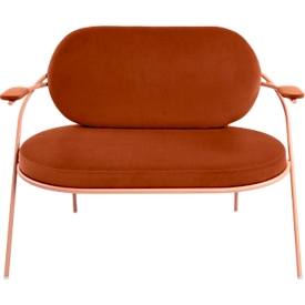 Canapé deux places Meet by Paperflow Saturne, avec accoudoirs, L 1180 x P 730 x H 880 mm, tube acier, velours, rose/rouille
