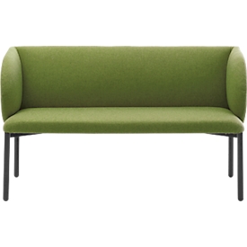 Canapé Leyform LIV, 2 places, rectangulaire, L 1270 x P 620 x H 740 mm, avec accoudoirs &amp; patins, revêtement tissu, vert mousse