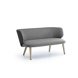 Canapé lounge Leyform 2 places, bas, L 1 410 x P 710 x H 710 mm, tissu en laine mélangée/bois, gris foncé/frêne naturel