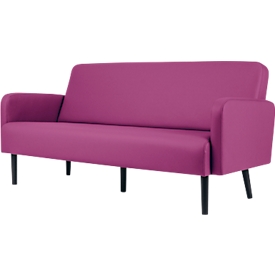 Canapé trois places « meet by Paperflow LISBOA », revêtement en similicuir violet résistant aux désinfectants, piètement noir, L 1 760 x P 815 x H 830 mm