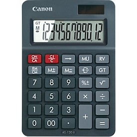 Canon AS-120 II Tischrechner 12-stellig, Solar/Batterie, MarkUp & Prozent, GT-Speicher, Korrekturtaste, Quadratwurzel, für Büro/Kasse/Homeoffice