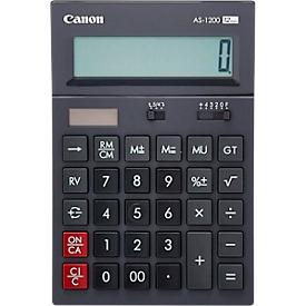 Canon AS-1200 Calculatrice de bureau 12 chiffres, solaire/pile, grand boîtier pour touches confortables, choix des arrondis, sélecteur décimal


